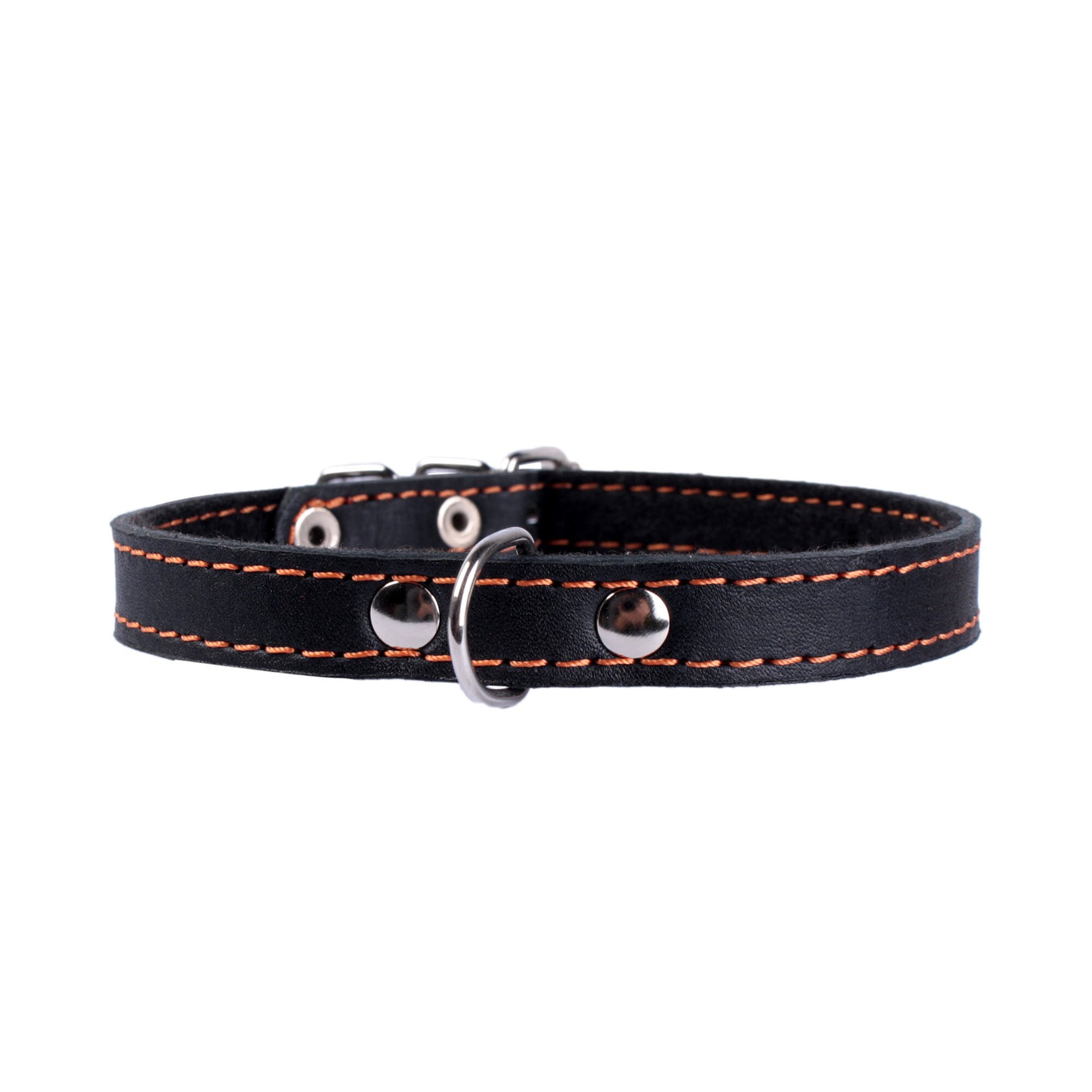 Ошейник Collar кожаный одинарный с синтепоном 32-40 см / 20 мм (черный)