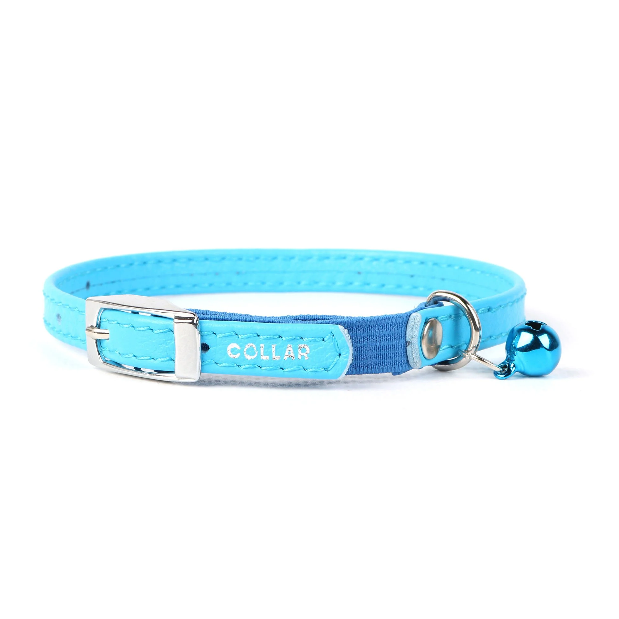 Ошейник Collar кожаный с резинкой «Glamour» (Гламур) 22-30 см / 9 (голубой)