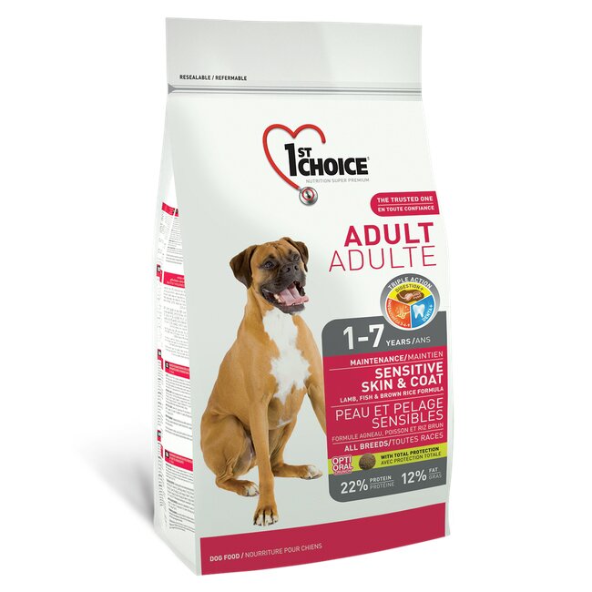 Сухой корм для взрослых собак всех пород с чувствительной кожей 1st Choice Adult Sensitive & Skin Coat 350 г (ягненок и рыба)