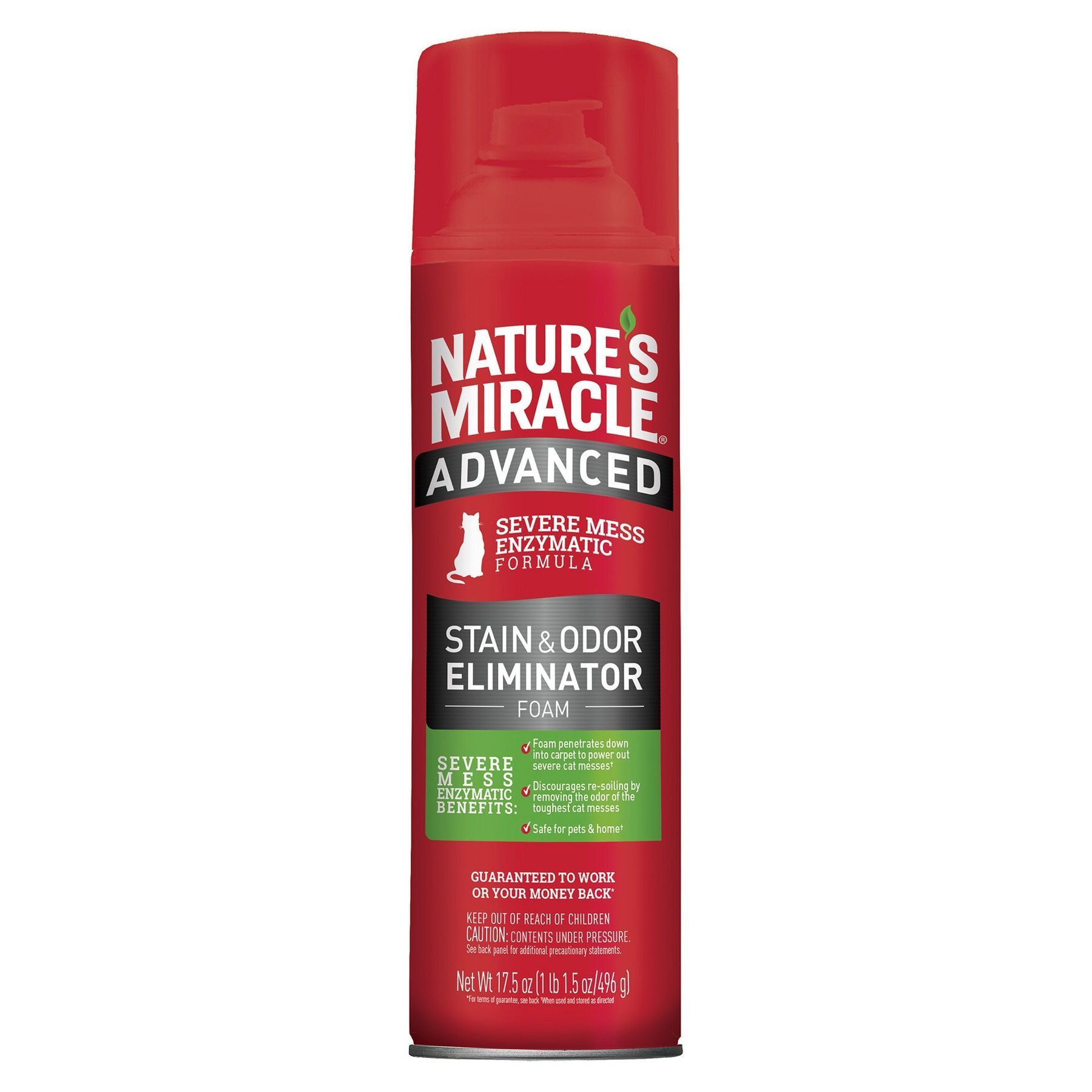 Знищувач-піна Nature's Miracle «Advanced Stain and Odor Eliminator» для видалення плям і запахів від котів з посиленою формулою 518 мл Знищувач-піна Nature's Miracle «Advanced Stain and Odor Eliminator» для видалення плям і запахів від котів з посиленою формулою 518 мл