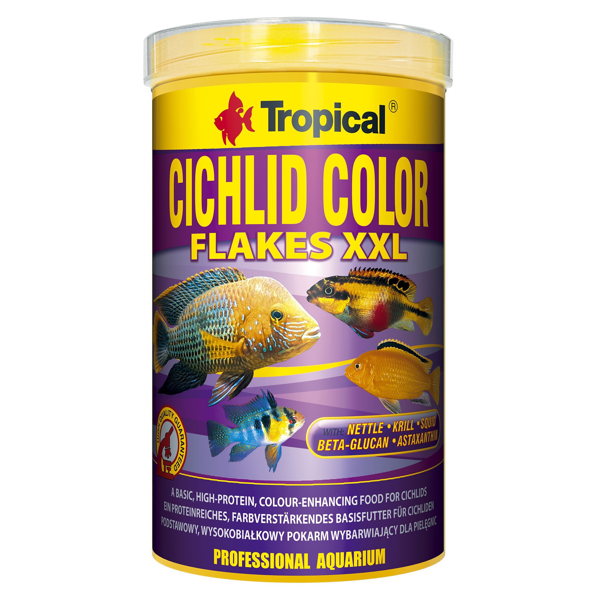 Сухой корм для аквариумных рыб Tropical в хлопьях «Cichlid Color Flakes XXL» 1 л (для всех цихлид) Сухой корм для аквариумных рыб Tropical в хлопьях «Cichlid Color Flakes XXL» 1 л (для всех цихлид)