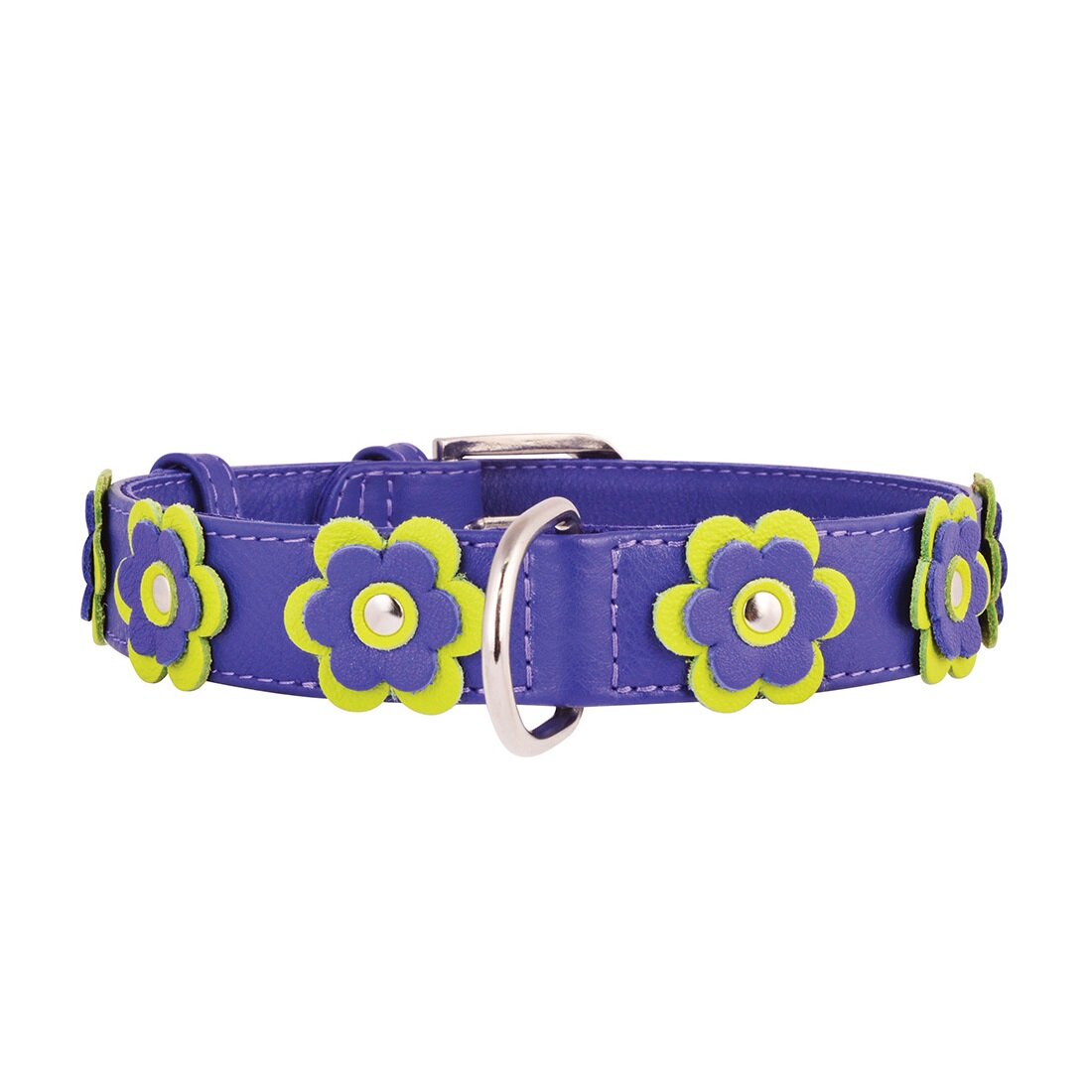 Ошейник Collar кожаный с аппликацией «Glamour» (Гламур) 18-21 см / 9 мм (фиолетовый)