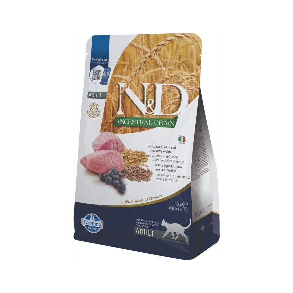 Сухий корм для котів Farmina N&D Ancestral Grain Adult 300 г - ягня, овес, спельта та чорниця