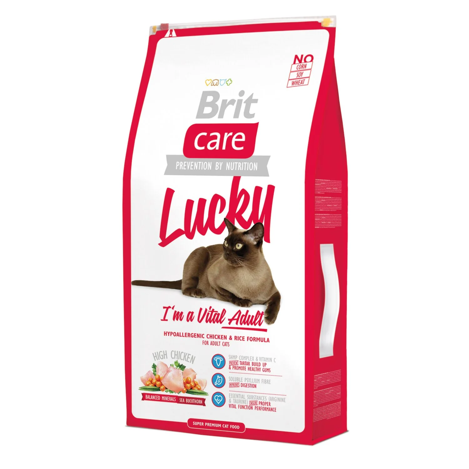 Сухой корм для взрослых кошек Brit Care Cat Lucky I am Vital Adult 7 кг - курица и рис Сухой корм для взрослых кошек Brit Care Cat Lucky I am Vital Adult 7 кг - курица и рис