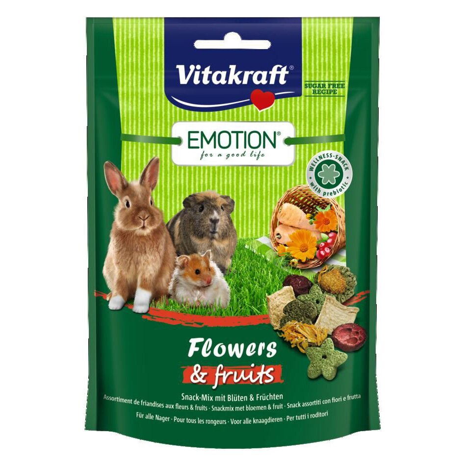 Лакомства для грызунов Vitakraft «Emotion Flowers & Fruit» 70 г (цветы и фрукты) Лакомства для грызунов Vitakraft «Emotion Flowers & Fruit» 70 г (цветы и фрукты)