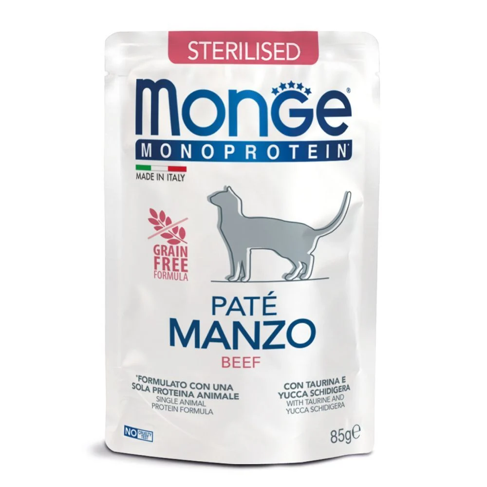 Вологий корм для котів Monge Monoprotein Pate Sterilised 85 г - яловичина Вологий корм для котів Monge Monoprotein Pate Sterilised 85 г - яловичина