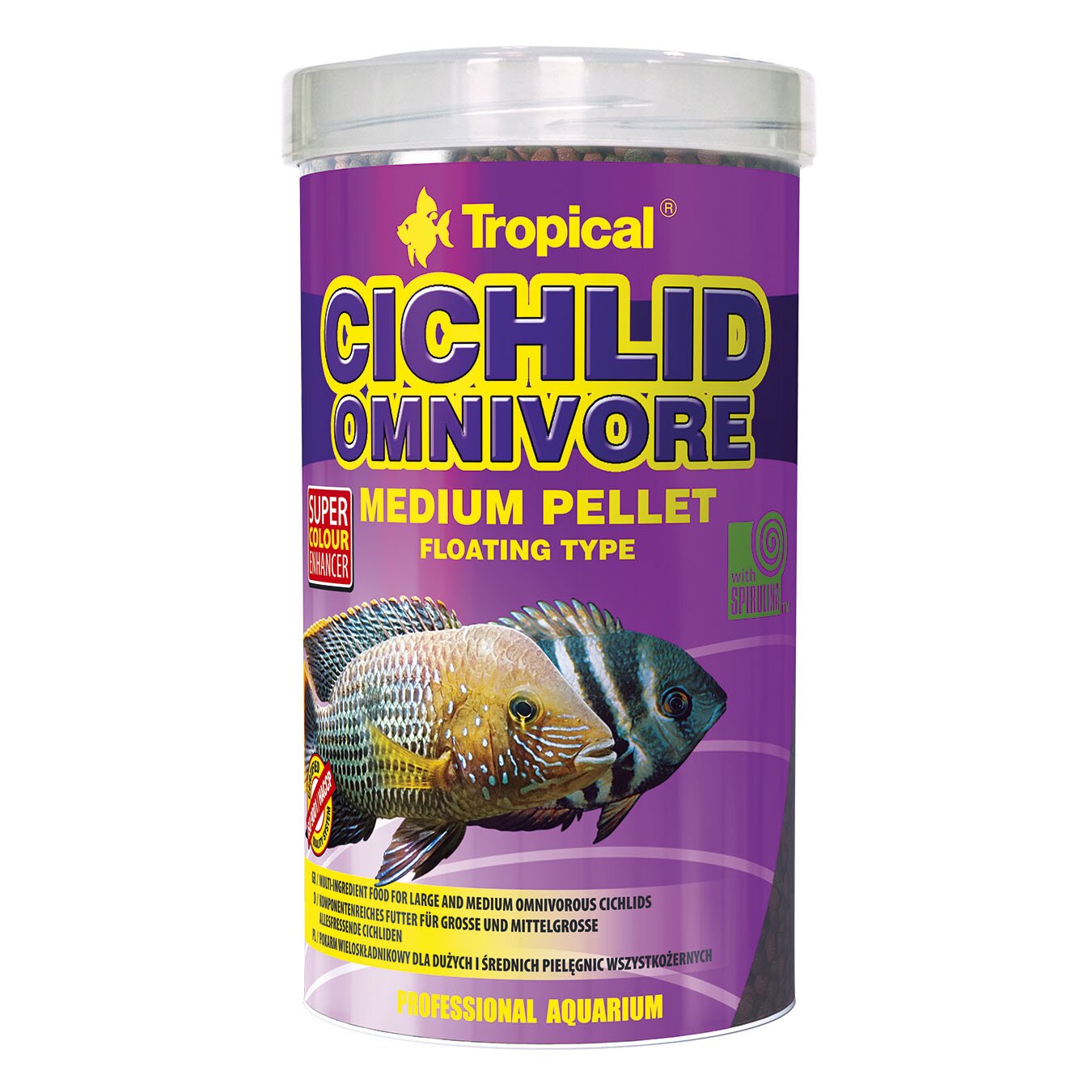 Сухой корм для аквариумных рыб Tropical в гранулах «Cichlid Omnivore Medium Pellet» 500 мл (для всех цихлид)