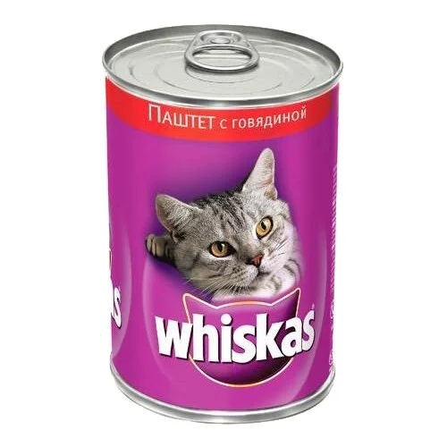 Влажный корм для кошек Whiskas 400 г - паштет с говядиной