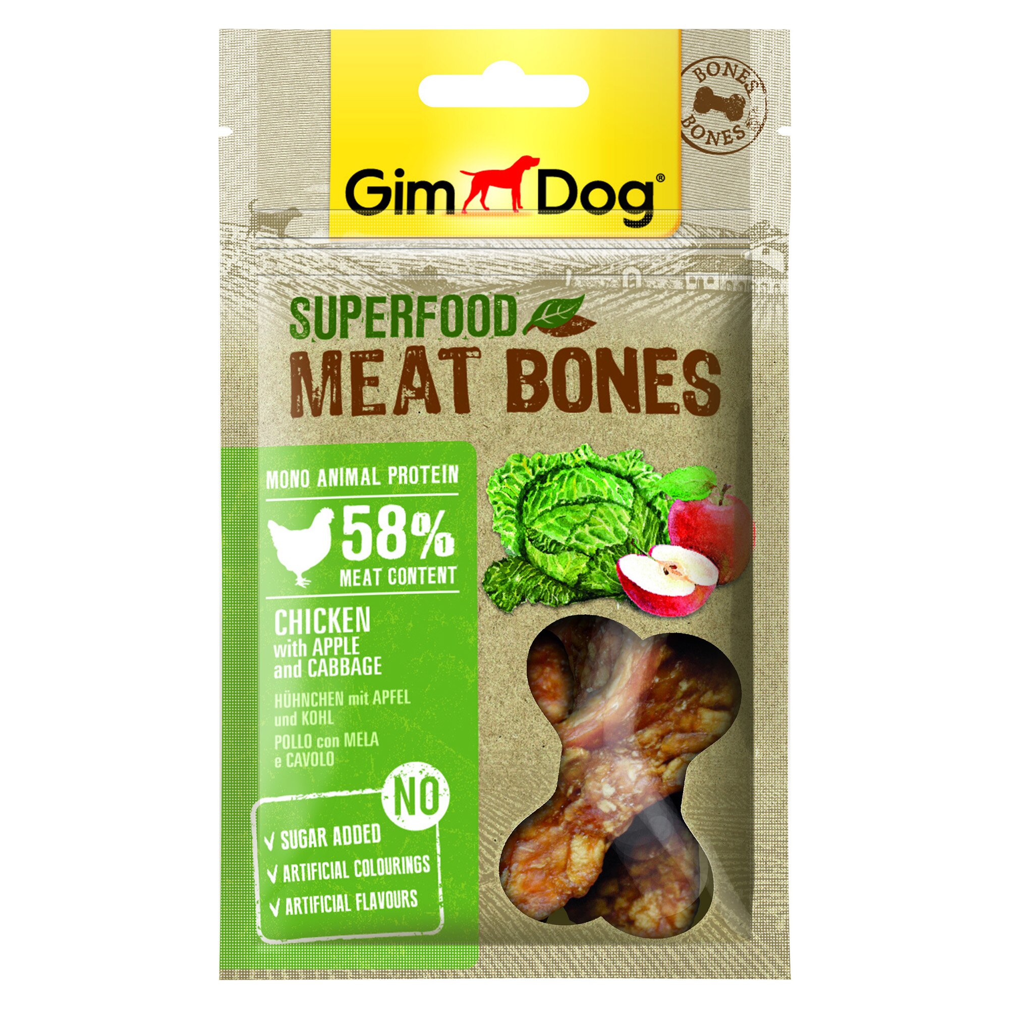 Ласощі для собак GimDog Superfood Meat Bones 70 г (курка, яблуко та капуста)