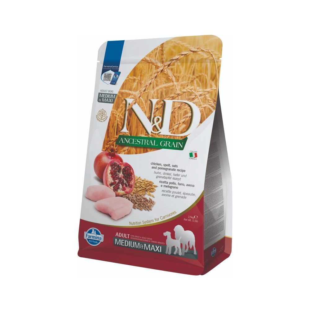 Cухий корм для собак Farmina N&D Low Grain Medium & Maxi Adult 2,5 кг - курка, спельта, овес та гранат