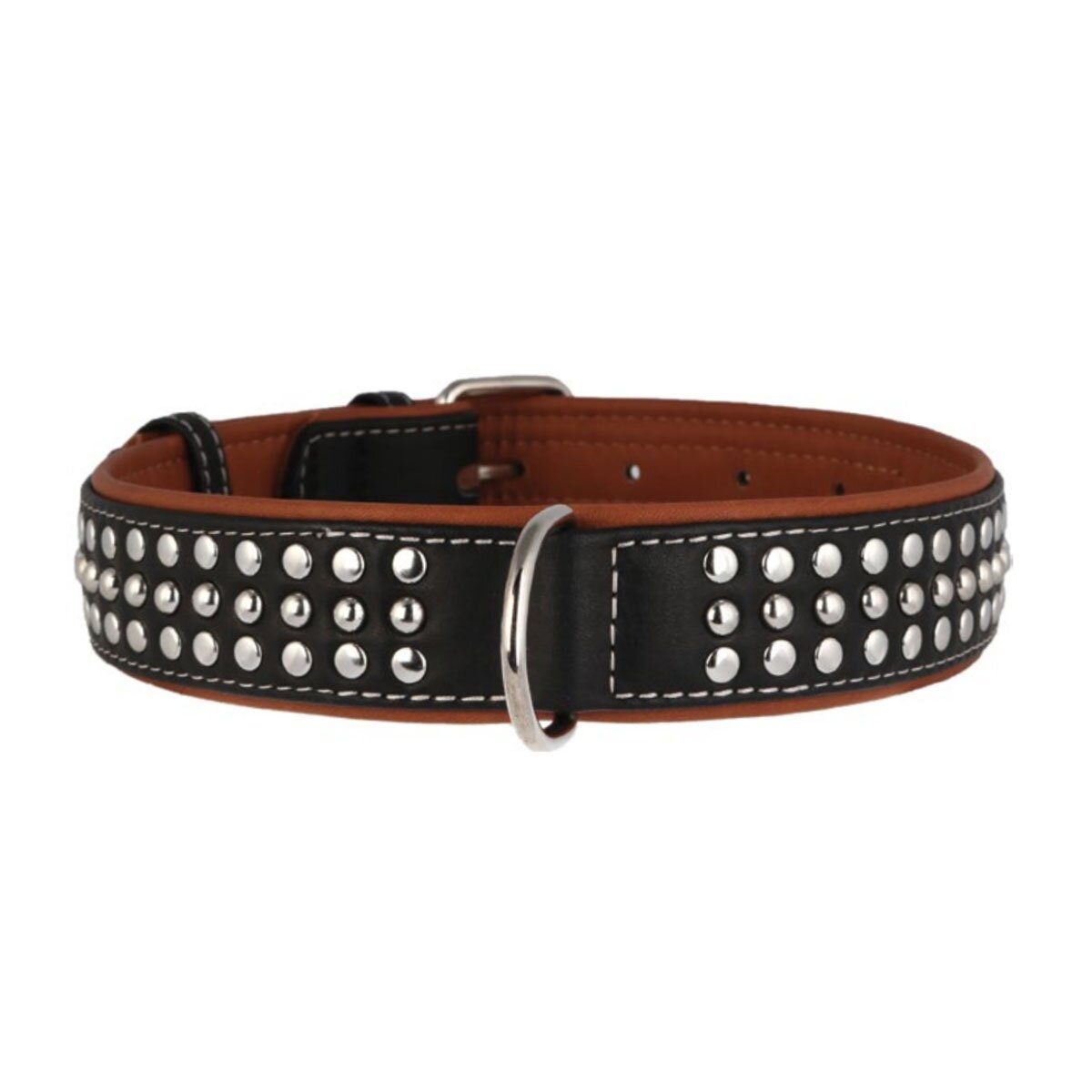 Ошейник Collar кожаный с металлическими украшениями «Soft» (Софт) 57-71 см / 35 мм (черный)