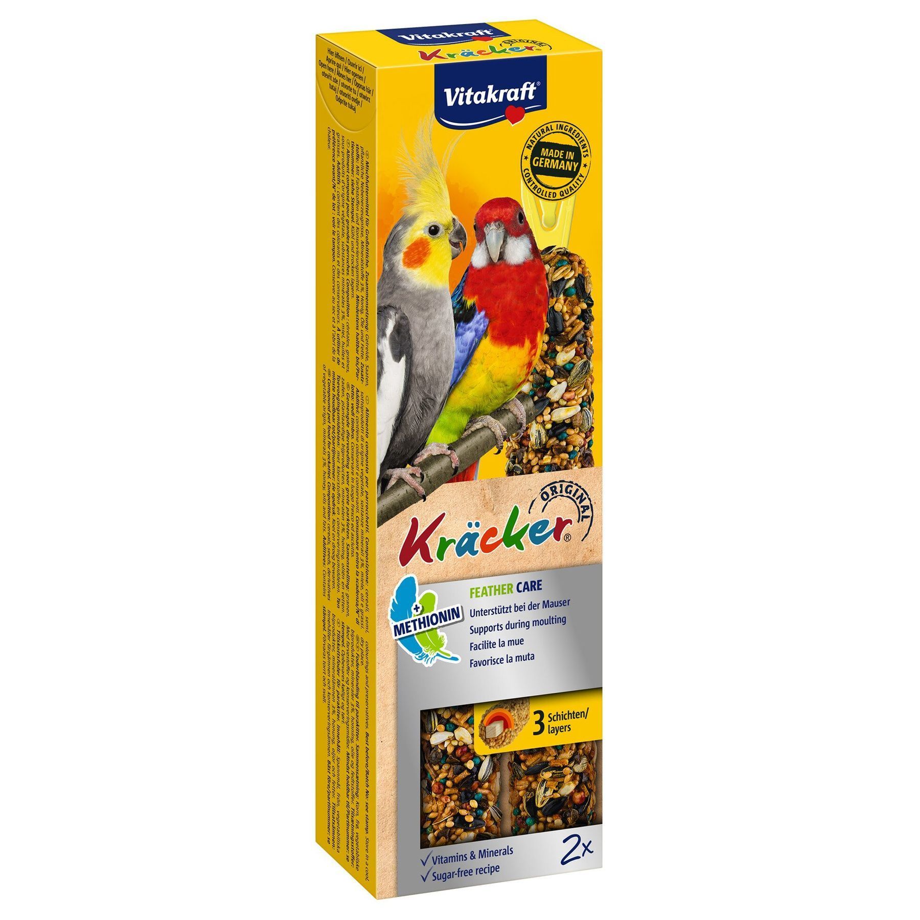 Ласощі для середніх папуг Vitakraft Kracker Original Feather Care 2 шт х 90 г - асорті