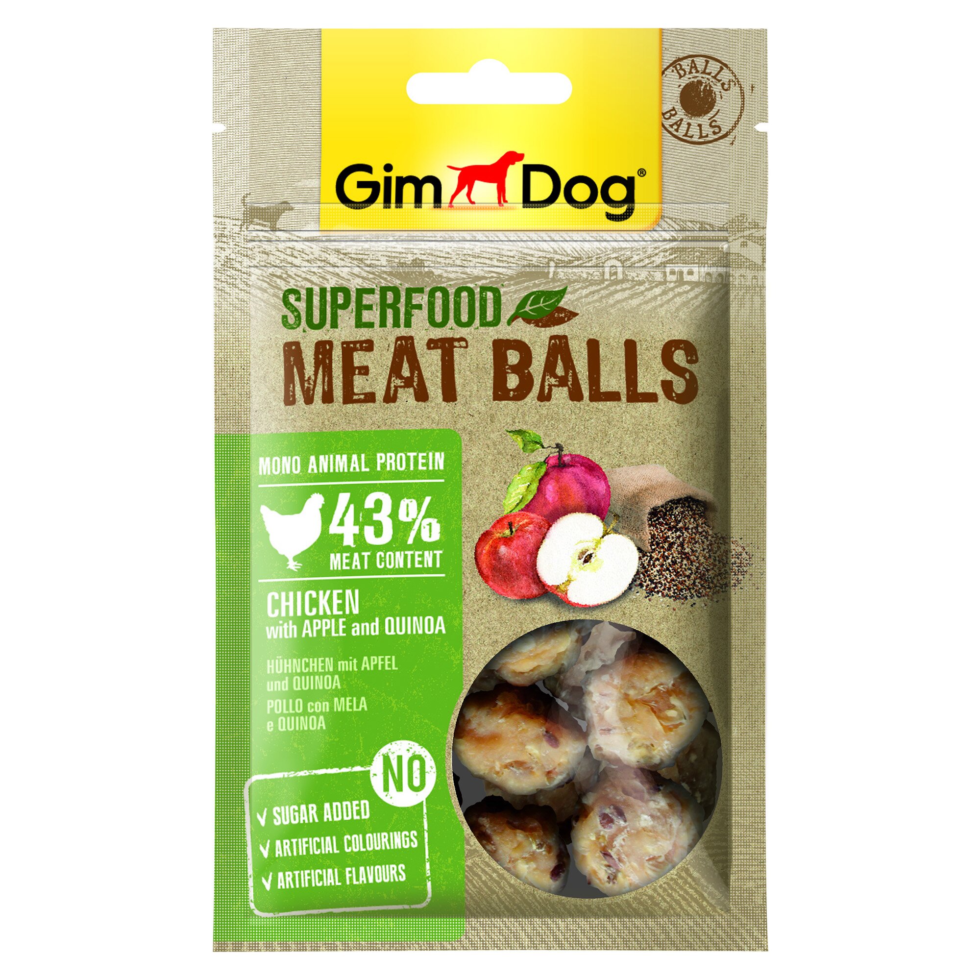 Ласощі для собак GimDog Superfood Meat Balls 70 г (курка, яблуко та кінва)