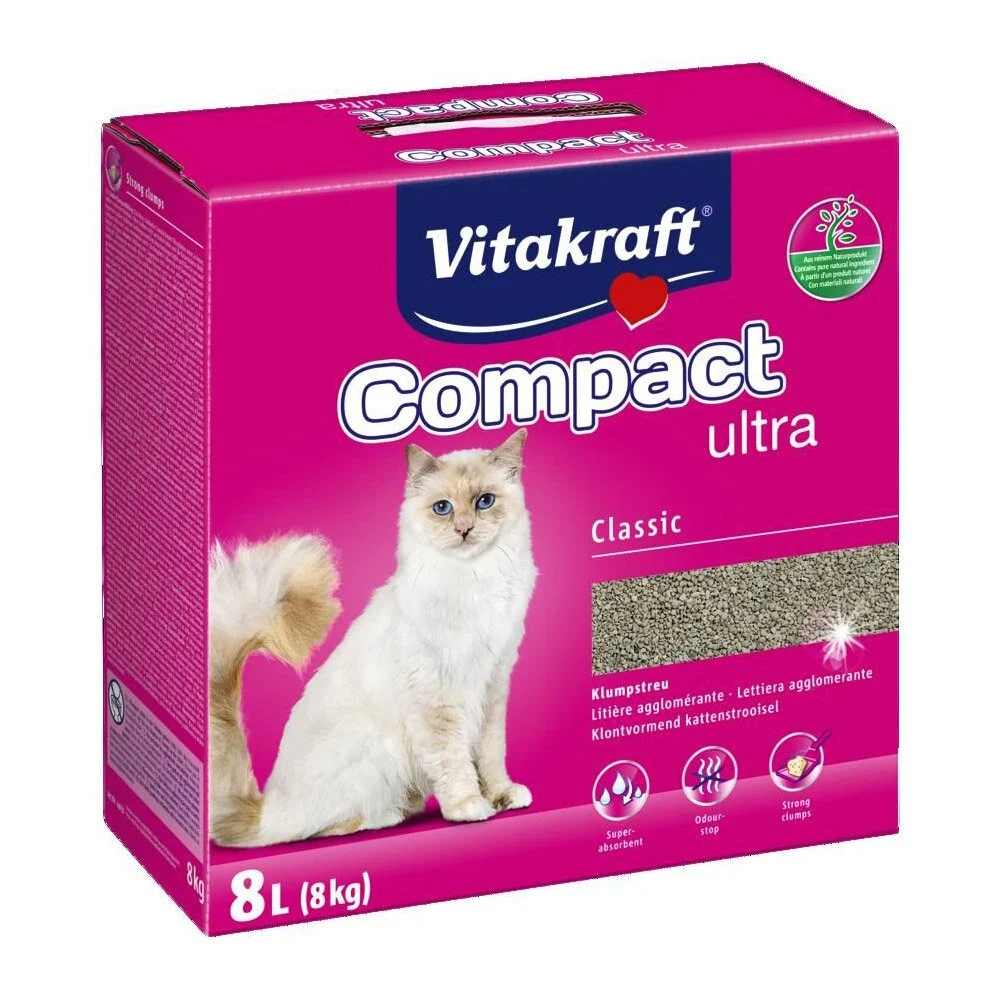 Бентонитовый наполнитель для кошачьего туалета Vitakraft Compact Ultra Classic 8 кг / 8,8 л