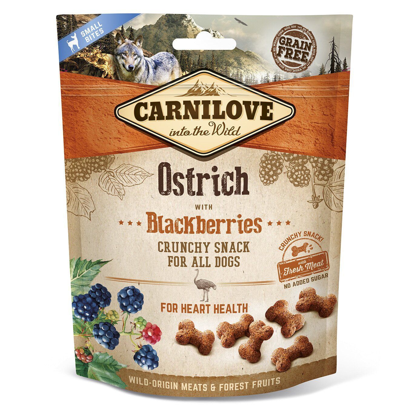 Лакомства для собак Carnilove Crunchy Snack 200 г — страус и ежевика