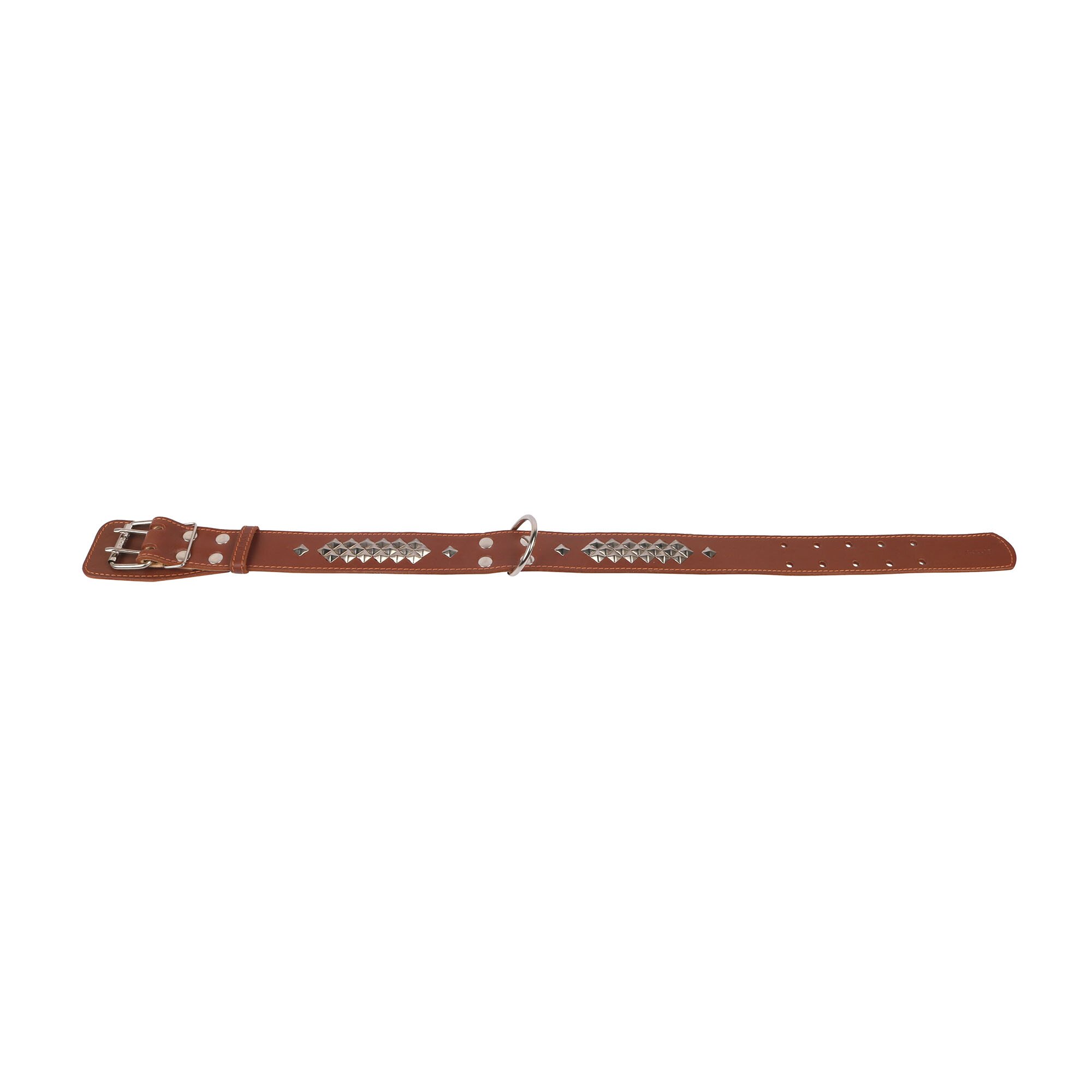 Ошейник Collar кожаный двойной с ромбами 57-69 см / 45 мм (коричневый)