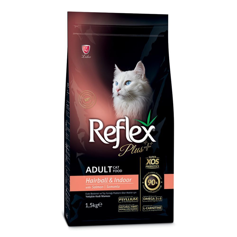 Сухий корм для котів Reflex Plus Adult Hairball & Indoor 1,5 кг - лосось Сухий корм для котів Reflex Plus Adult Hairball & Indoor 1,5 кг - лосось