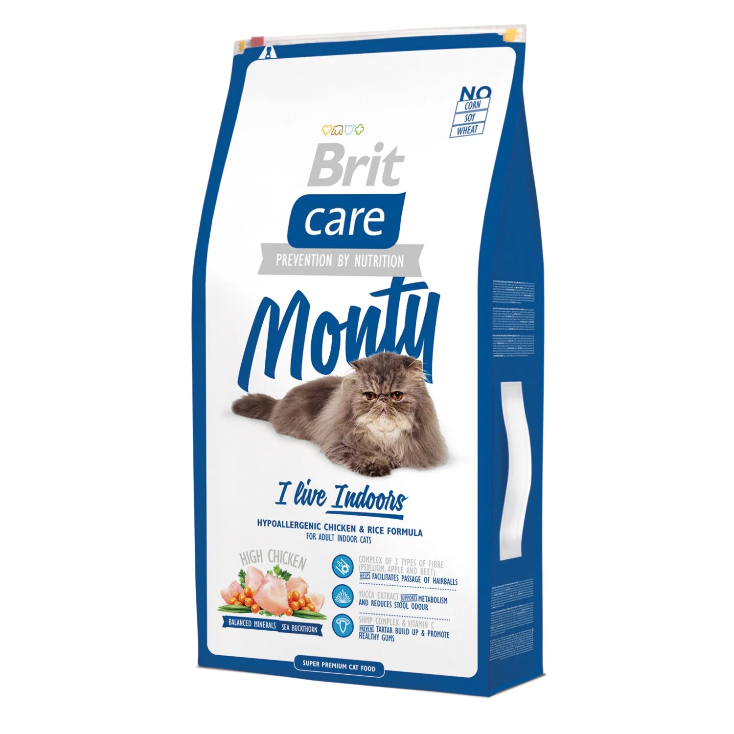 Сухой корм для кошек, которые живут в помещении Brit Care Cat Monty I am Living Indoor 7 кг - курица и рис Сухой корм для кошек, которые живут в помещении Brit Care Cat Monty I am Living Indoor 7 кг - курица и рис