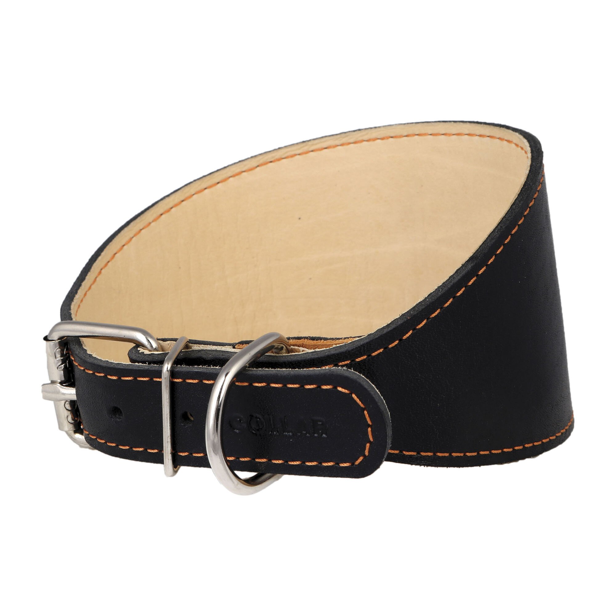 Ошейник Collar кожаный для борзых 36-44 см / 25 мм (черный)