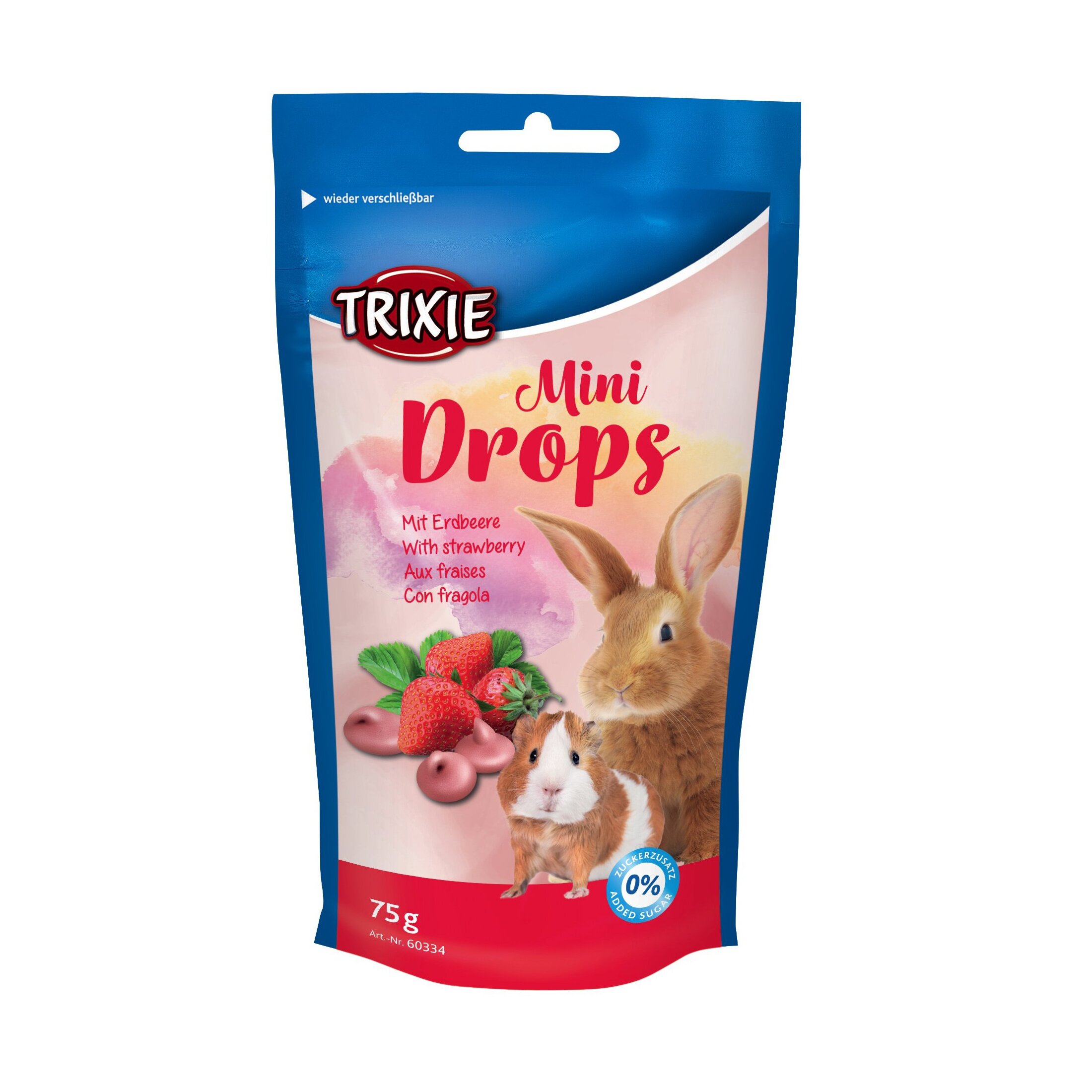 Лакомства для кроликов и морских свинок Trixie «Mini Drops» 75 г (клубника) Лакомства для кроликов и морских свинок Trixie «Mini Drops» 75 г (клубника)