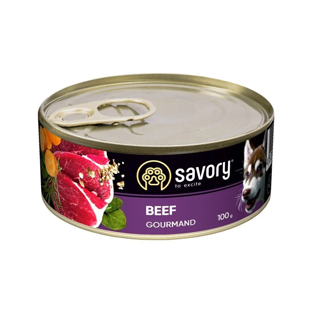 Упаковка вологого корму для собак Savory Adult 12 шт х 100 г - яловичина