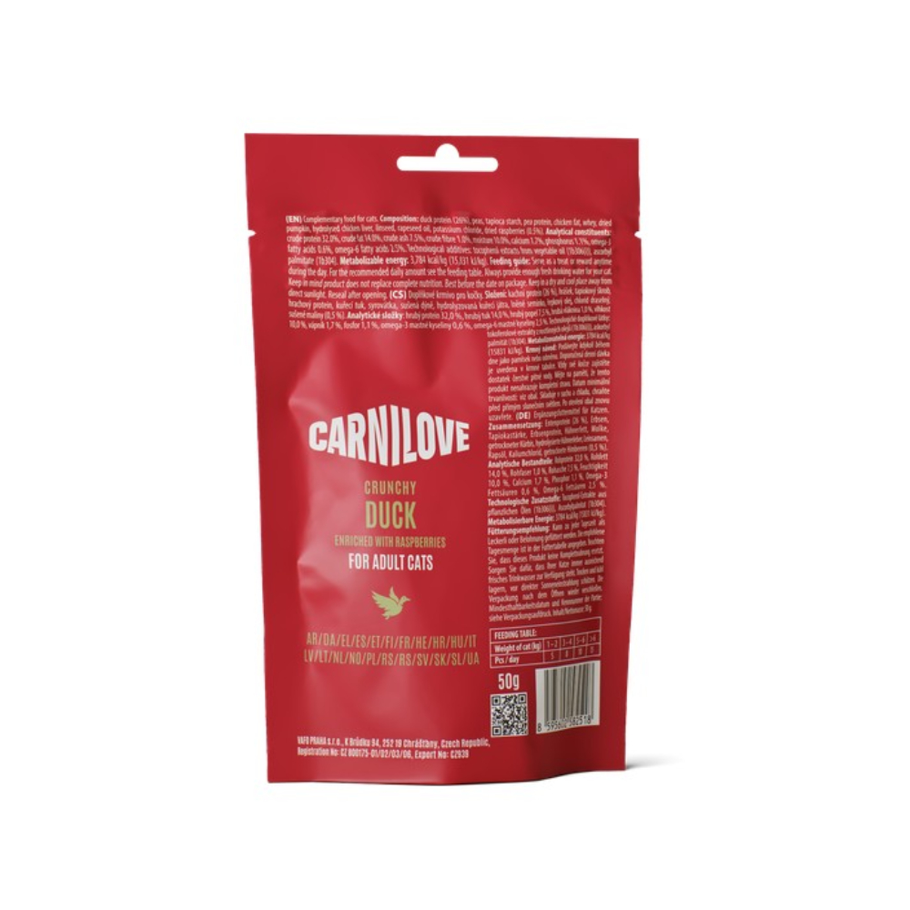 Ласощі для котів Carnilove Crunchy Snack Adult 50 г - качка та малина Ласощі для котів Carnilove Crunchy Snack Adult 50 г - качка та малина