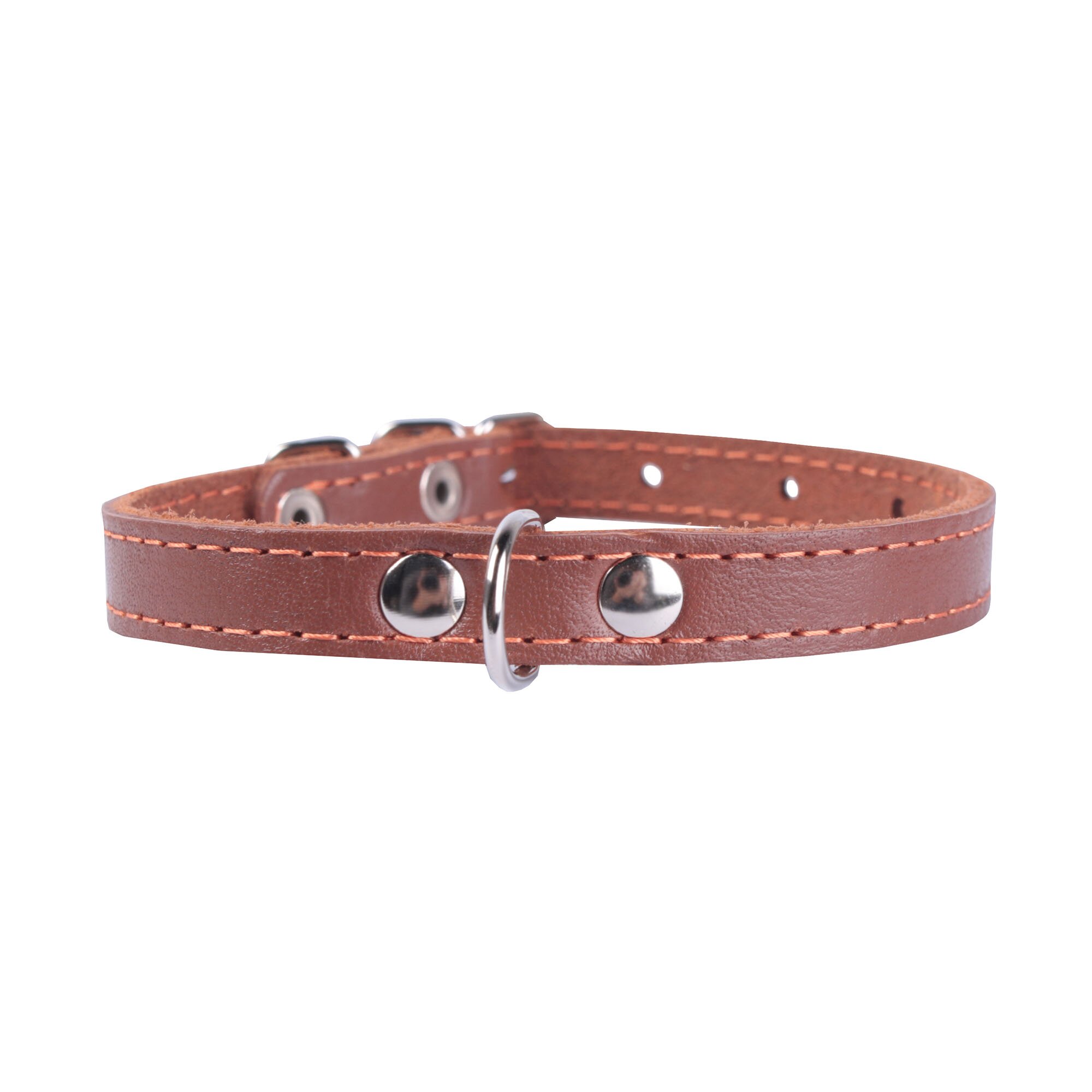Ошейник Collar кожаный одинарный 24-32 см / 12 мм (коричневый)