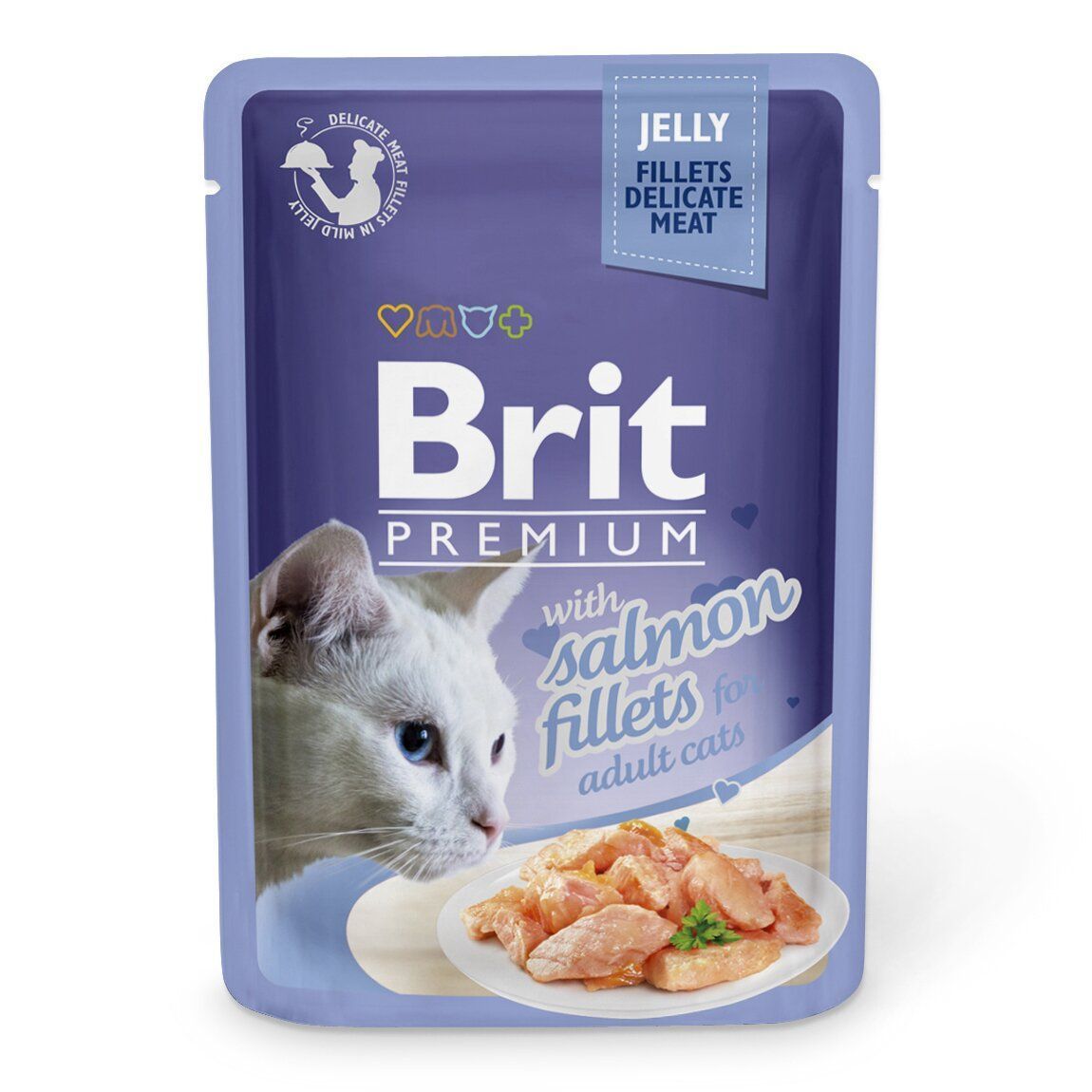 Вологий корм для котів Brit Premium Cat Salmon Fillets Jelly pouch 85 г - філе лосося в желе