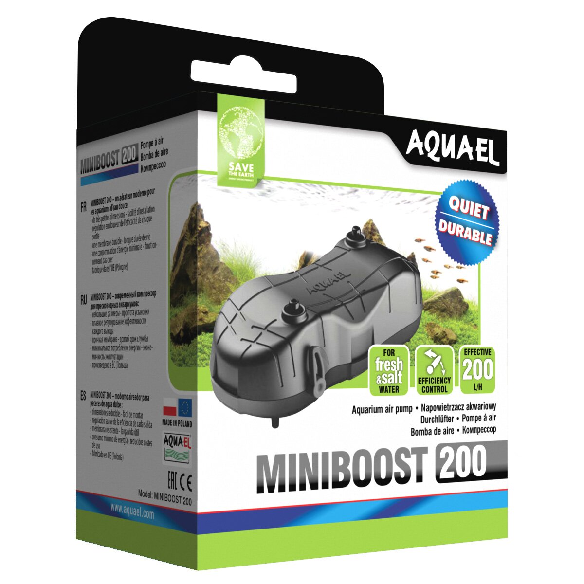 Компресор Aquael «Miniboost 200» з двома виходами для акваріума 150-200 л