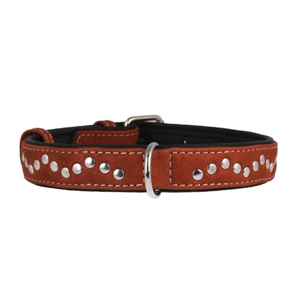Ошейник Collar кожаный с металлическими украшениями «Soft» (Софт) 38-49 см / 25 мм (коричневый)