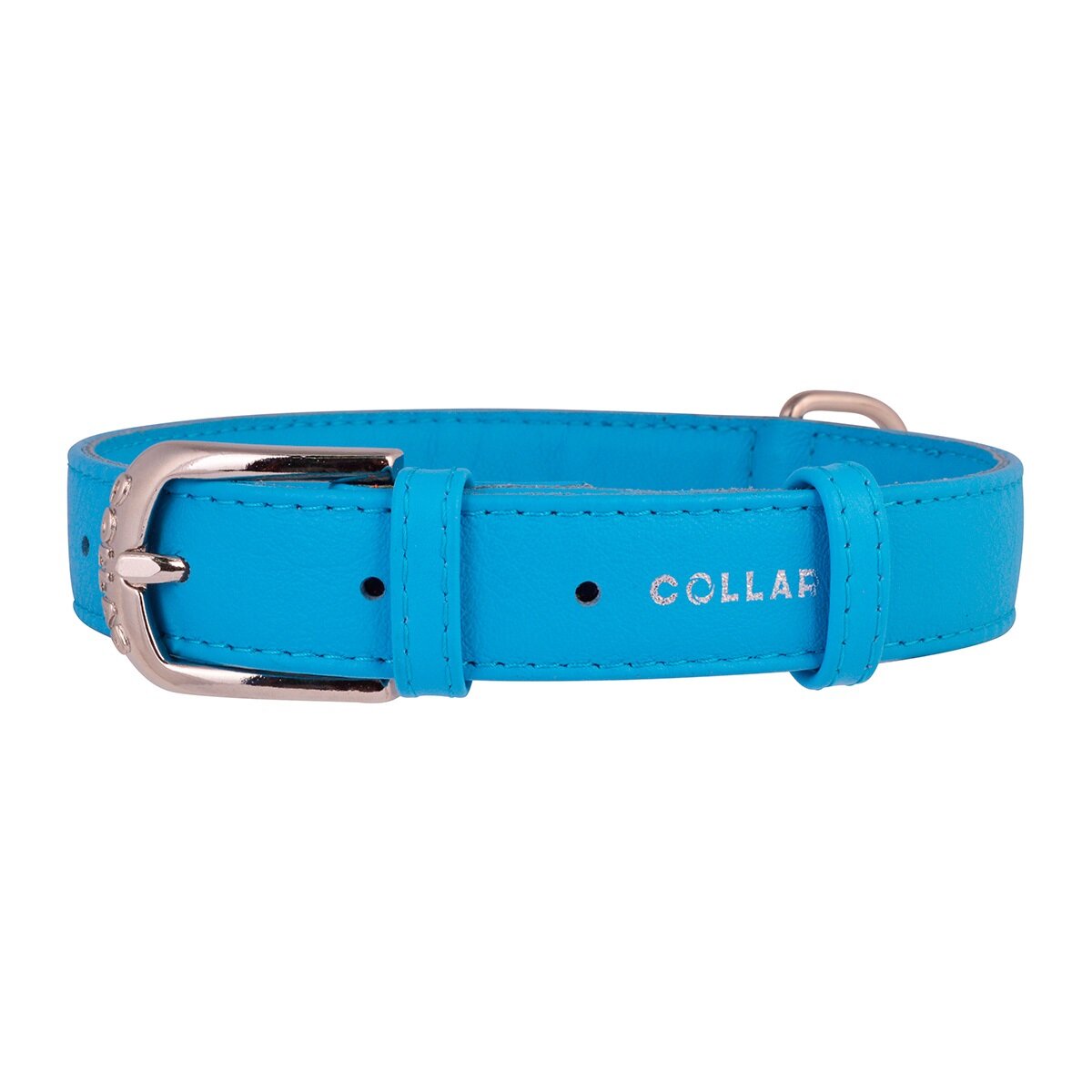 Ошейник Collar кожаный «Glamour» (Гламур) 18-21 см / 9 мм (голубой)