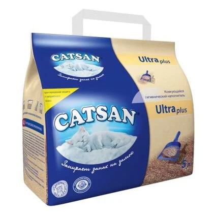 Бентонитовый наполнитель для кошачьего туалета Catsan Ultra Plus 4 кг / 5 л