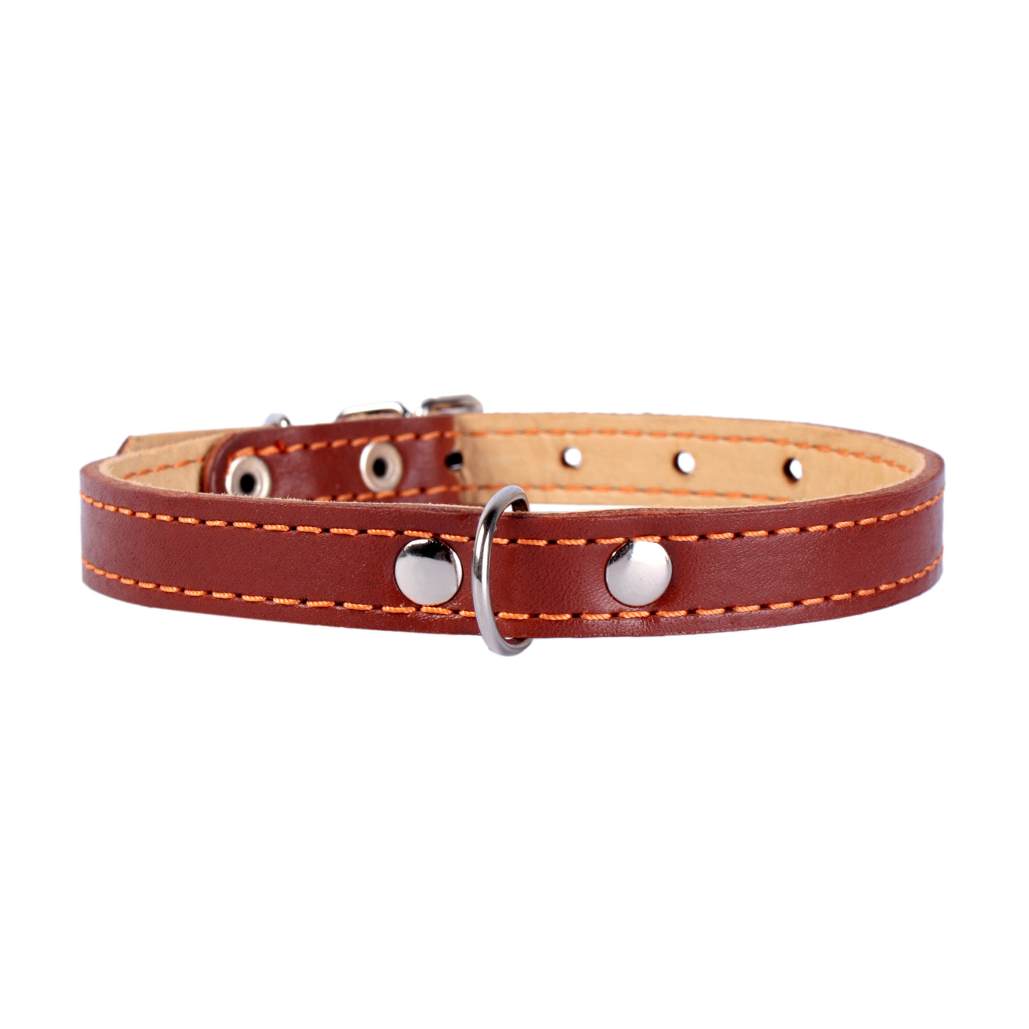 Ошейник Collar кожаный двойной 38-50 см / 25 мм (коричневый, черный)