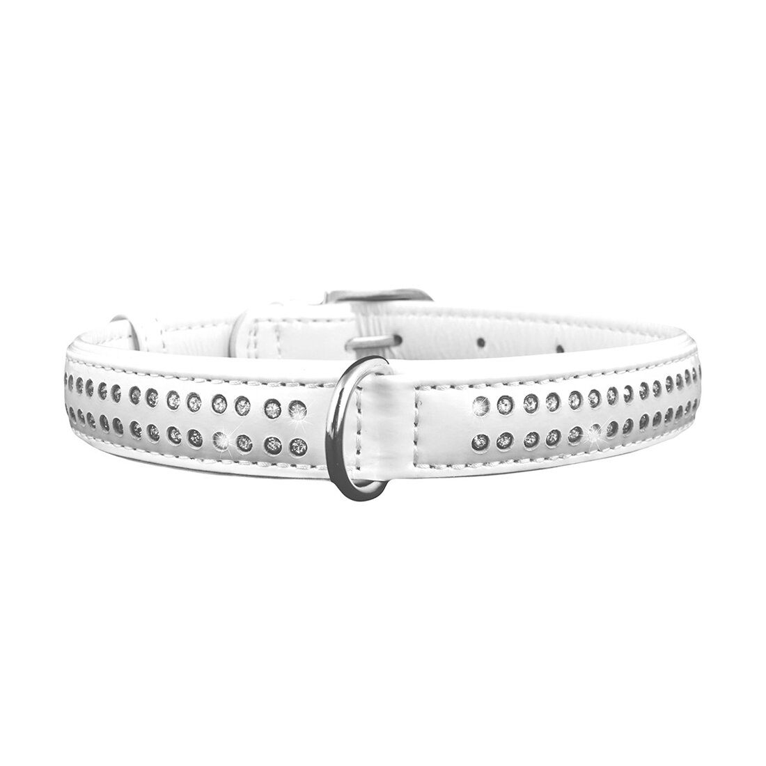 Ошейник Collar кожаный, лакированный, со стразами в два ряда «Brilliance» (Бриллианс) 38-49 см / 25 мм (белый) Ошейник Collar кожаный, лакированный, со стразами в два ряда «Brilliance» (Бриллианс) 38-49 см / 25 мм (белый)
