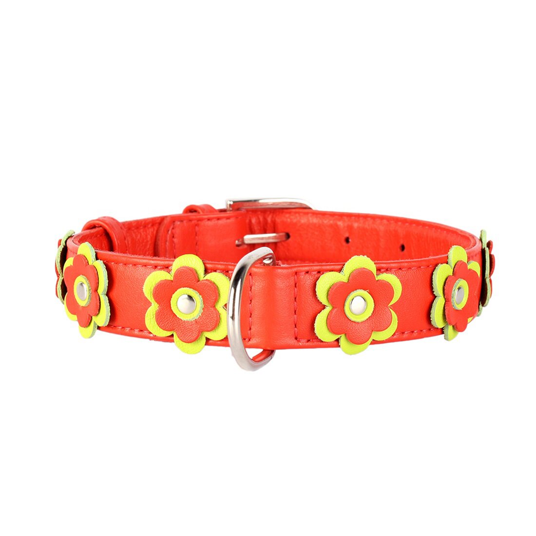 Ошейник Collar кожаный с аппликацией «Glamour» (Гламур) 19-25 см / 9 мм (красный)