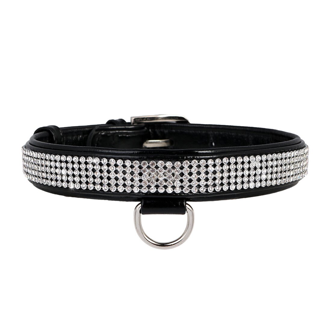 Ошейник Collar кожаный, лакированный, со стразами в пять рядов «Brilliance» (Бриллианс) 38-49 см / 25 мм (черный) Ошейник Collar кожаный, лакированный, со стразами в пять рядов «Brilliance» (Бриллианс) 38-49 см / 25 мм (черный)