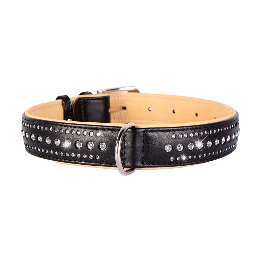 Ошейник Collar кожаный со стразами в три ряда «Brilliance» (Бриллианс) 46-60 см / 35 мм (черный) - С38841 Ошейник Collar кожаный со стразами в три ряда «Brilliance» (Бриллианс) 46-60 см / 35 мм (черный) - С38841