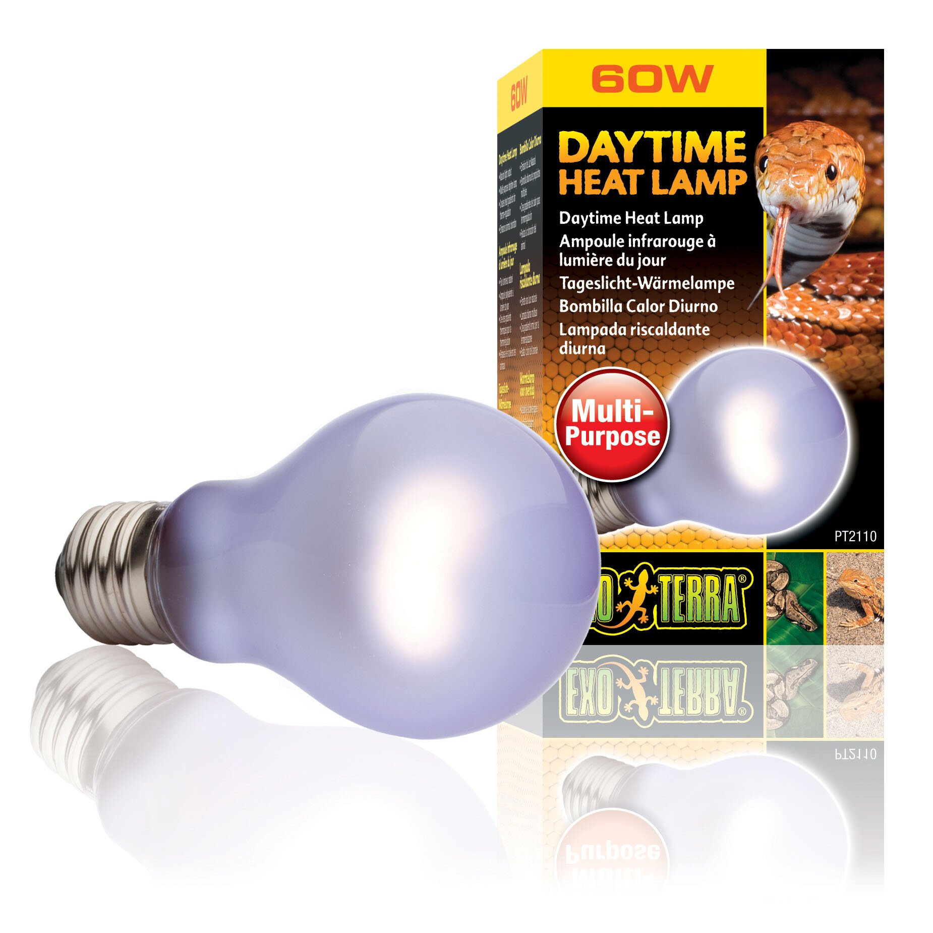 Лампа накаливания с неодимовой колбой Exo Terra «Daytime Heat Lamp», имитирующая дневной свет, 60 Вт, E27 (для обогрева) Лампа накаливания с неодимовой колбой Exo Terra «Daytime Heat Lamp», имитирующая дневной свет, 60 Вт, E27 (для обогрева)