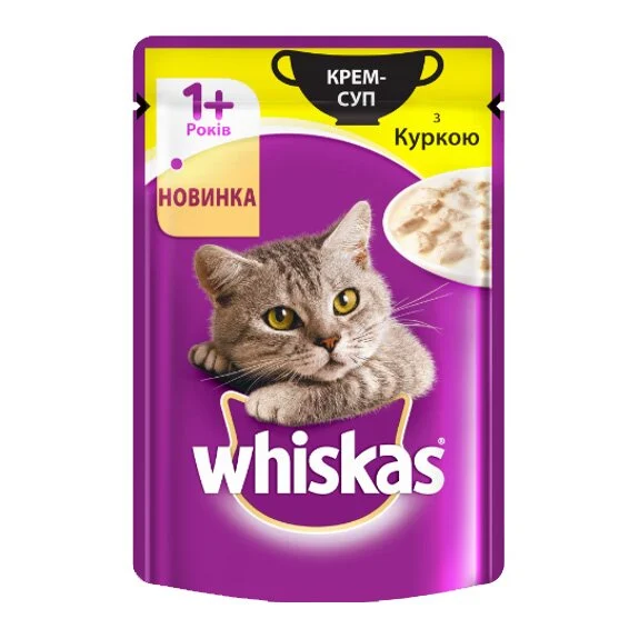 Влажный корм для кошек Whiskas 85 г — крем-суп с курицей Влажный корм для кошек Whiskas 85 г — крем-суп с курицей