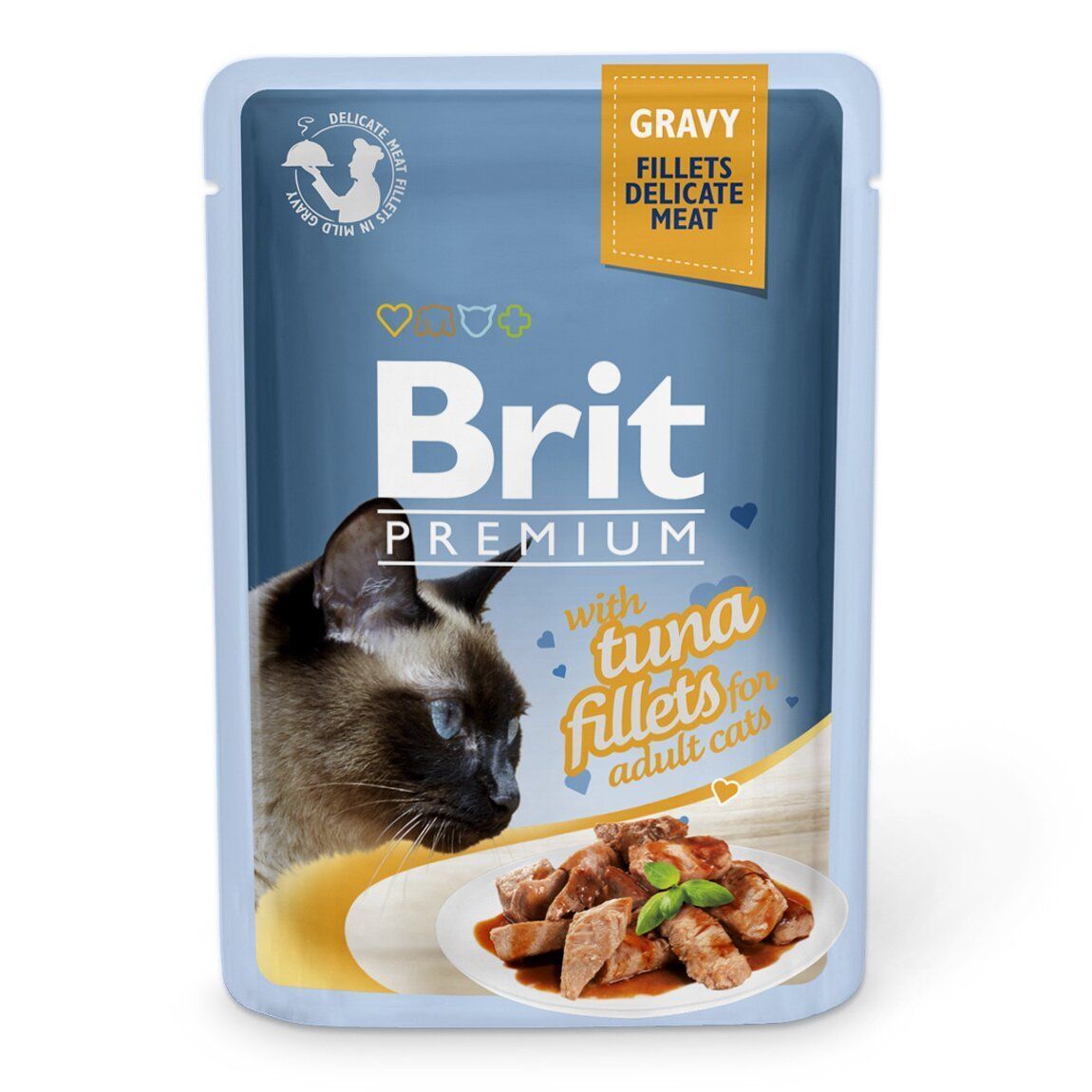Вологий корм для котів Brit Premium Fillets Gravy 85 г - тунець