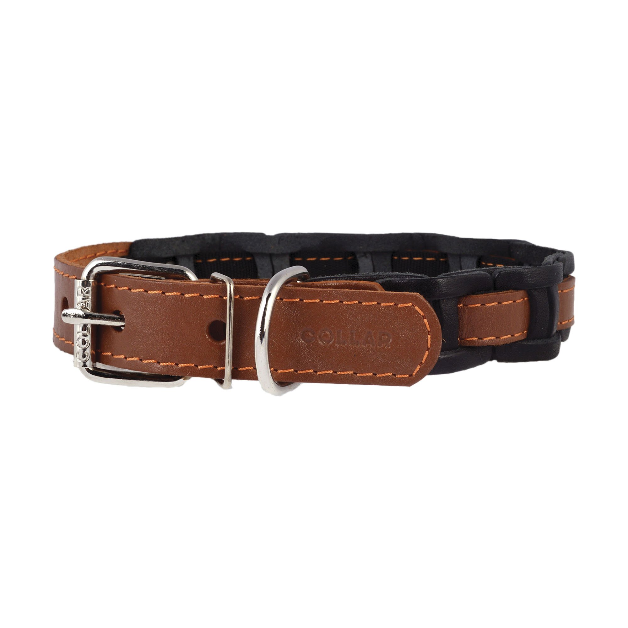 Ошейник Collar кожаный наборный 31-37 см / 20 мм (коричневый, черный)