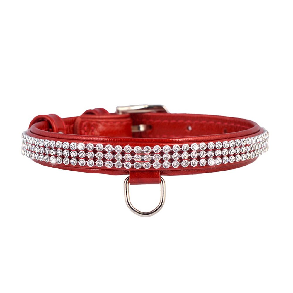 Ошейник Collar кожаный, лакированный, со стразами в три ряда «Brilliance» (Бриллианс) 30-39 см / 20 мм (красный) Ошейник Collar кожаный, лакированный, со стразами в три ряда «Brilliance» (Бриллианс) 30-39 см / 20 мм (красный)