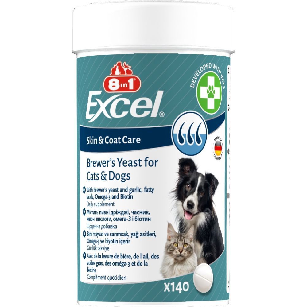 8in1 Excel Brewer's Yeast Skin and Coat Care вітаміни для собак 140 шт 8in1 Excel Brewer's Yeast Skin and Coat Care вітаміни для собак 140 шт