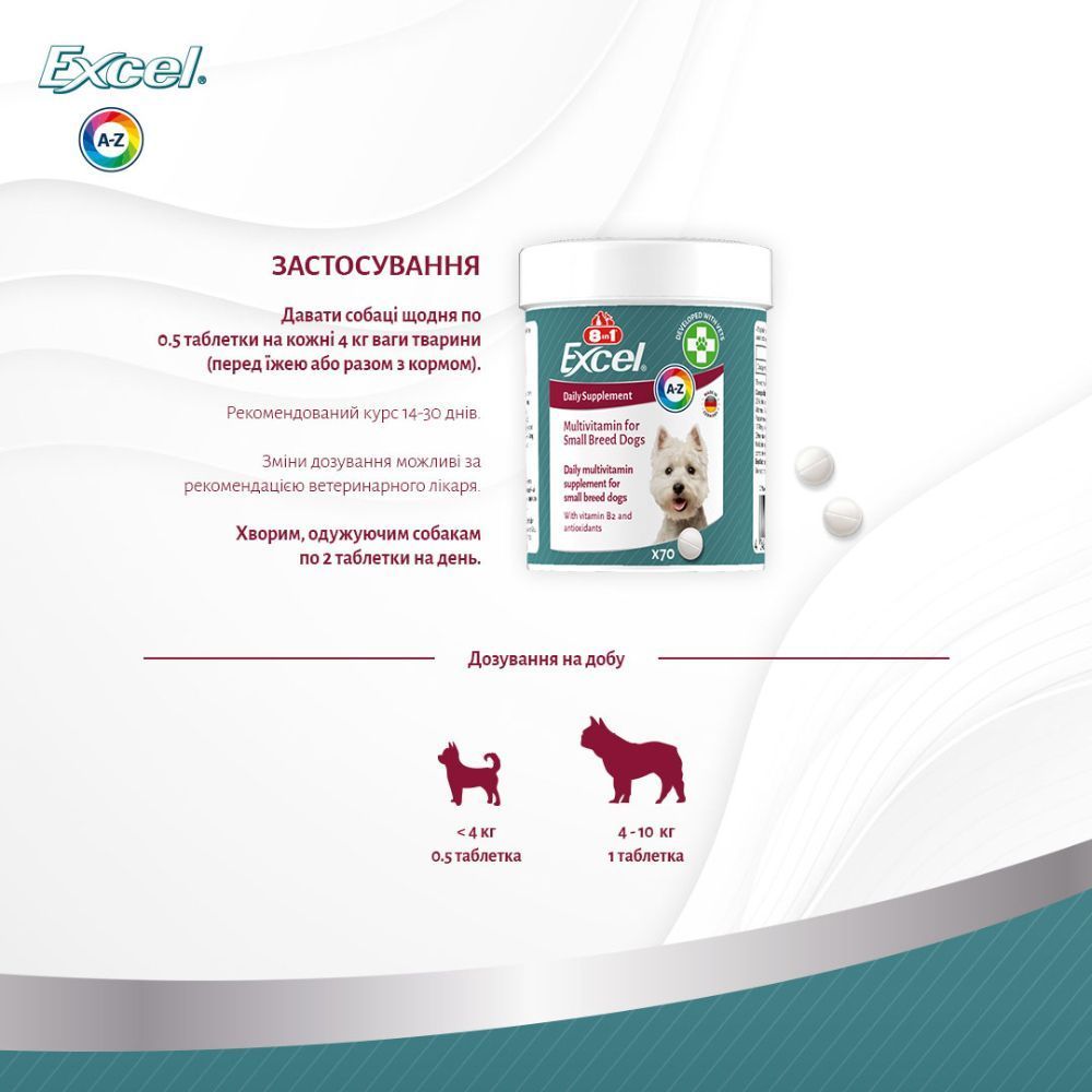 8in1 Excel Multi-Vitamin Small Breed Daily Supplement мультивитамины для собак 70 шт 8in1 Excel Multi-Vitamin Small Breed Daily Supplement мультивитамины для собак 70 шт