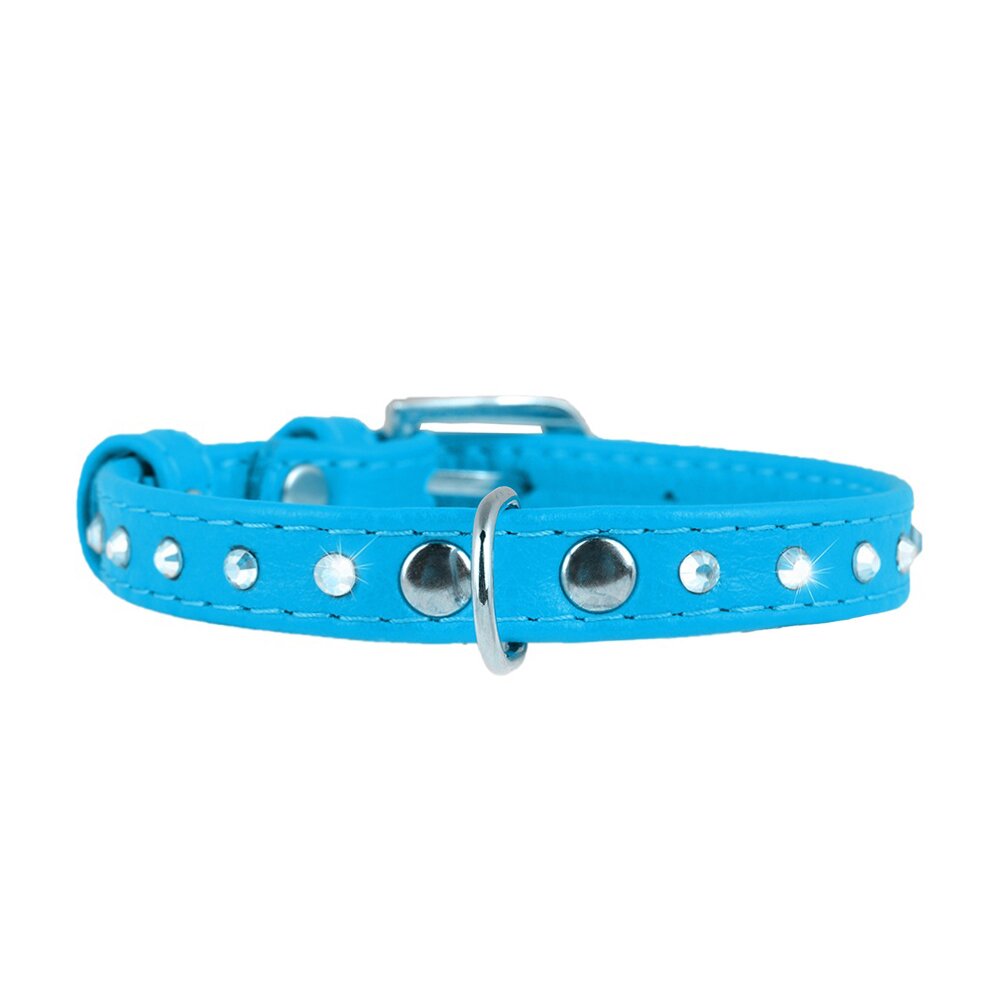 Ошейник Collar кожаный со стразами «Glamour» (Гламур) 21-29 см / 12 мм (голубой) Ошейник Collar кожаный со стразами «Glamour» (Гламур) 21-29 см / 12 мм (голубой)