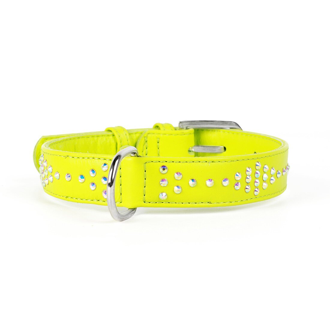 Ошейник Collar кожаный с ромбами «Glamour» (Гламур) 30-39 см / 20 мм (зеленый)