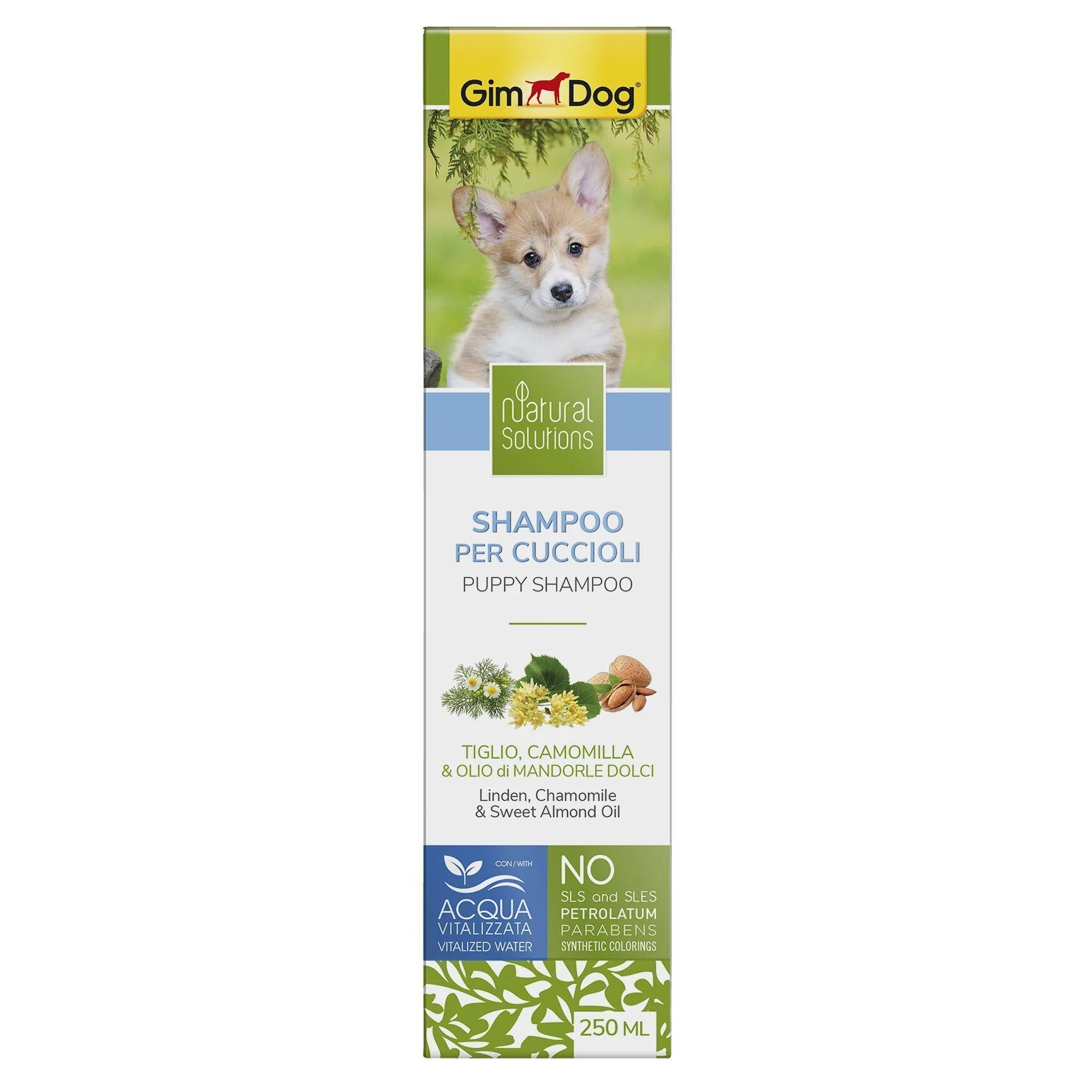 Шампунь для щенков GimDog Natural Solution «Linden, Camomile & Sweet Almond Oil» (липа, ромашка и масло сладкого миндаля) 250 мл Шампунь для щенков GimDog Natural Solution «Linden, Camomile & Sweet Almond Oil» (липа, ромашка и масло сладкого миндаля) 250 мл