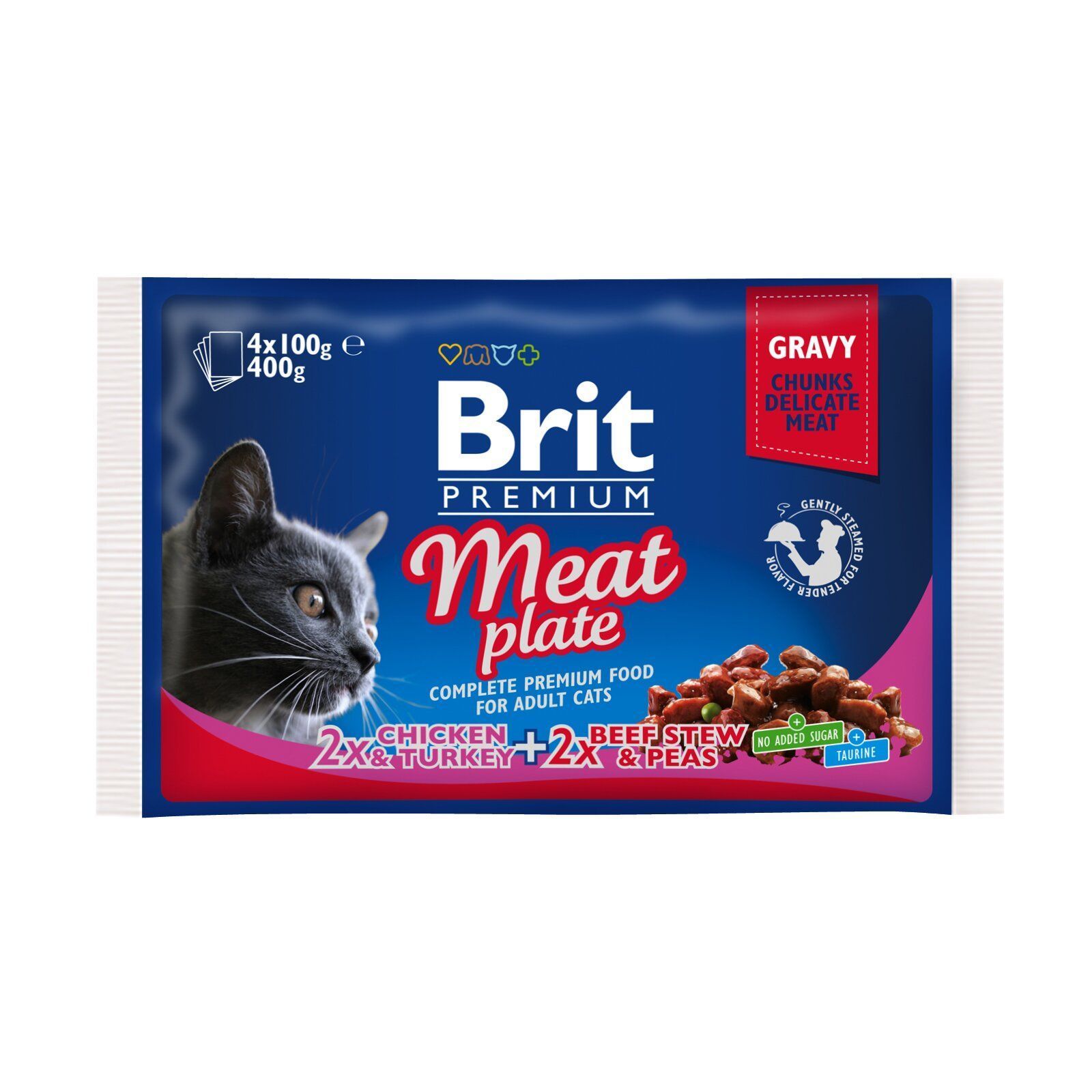 Набор влажного корма для кошек Brit Premium Cat Meat Plate pouches 400 г - ассорти