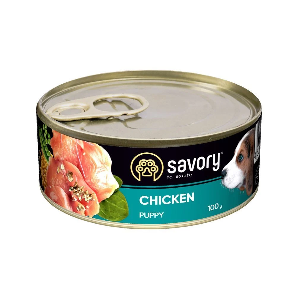 Упаковка вологого корму для цуценят Savory Puppy 12 шт х 100 г - курка Упаковка вологого корму для цуценят Savory Puppy 12 шт х 100 г - курка