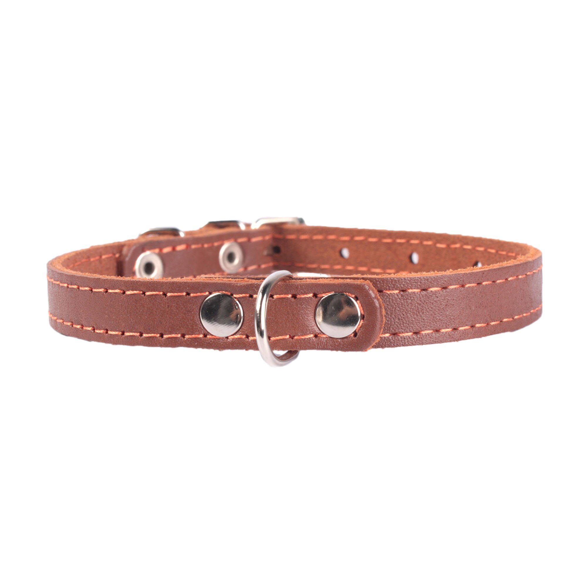 Ошейник Collar кожаный, одинарный, складной 24-32 см / 12 мм (коричневый, черный)